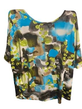 Southern Lady Blue & Green Scoop Neck Tunic Top